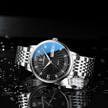 Men's Dual-Tone Luxury Steel Watch Black Face | After Hour Club